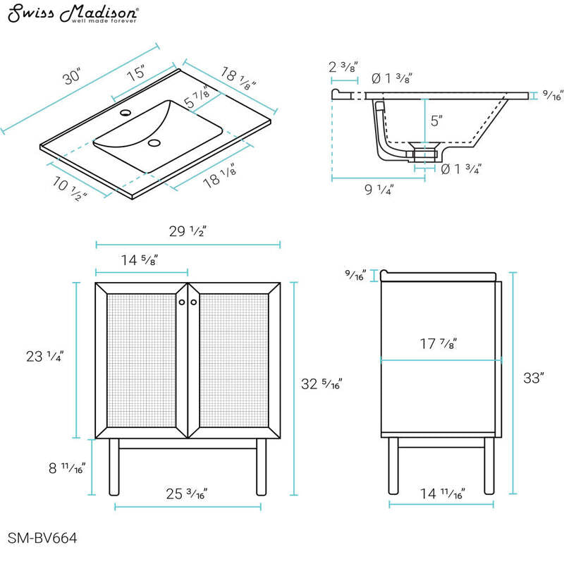 Swiss Madison Classé 30" Bathroom Vanity in Oak