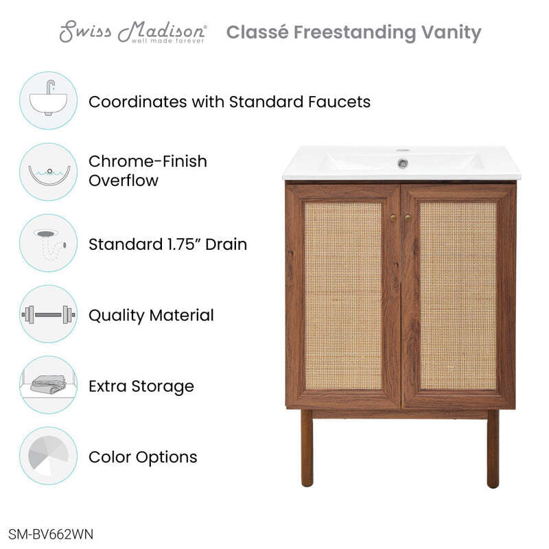 Swiss Madison Classé 24" Bathroom Vanity in Dark Walnut