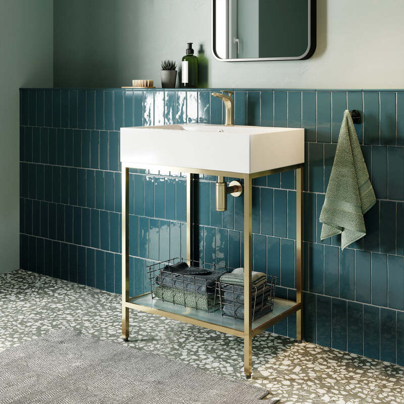 Swiss Madison Pierre 24 Single, Freestanding, Open Shelf, Gold Metal Frame Bathroom Vanity