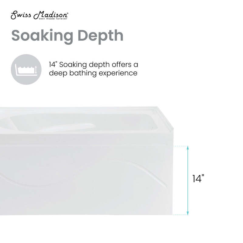 Swiss Madison Ivy 54'' x 30 Bathtub with Apron Right Hand Drain in White