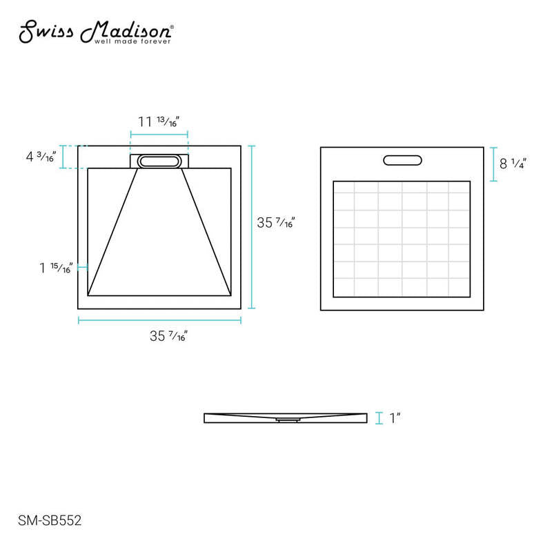 Swiss Madison Voltaire 60 x 30 Single-Threshold, Center Drain, Shower Base in Grey