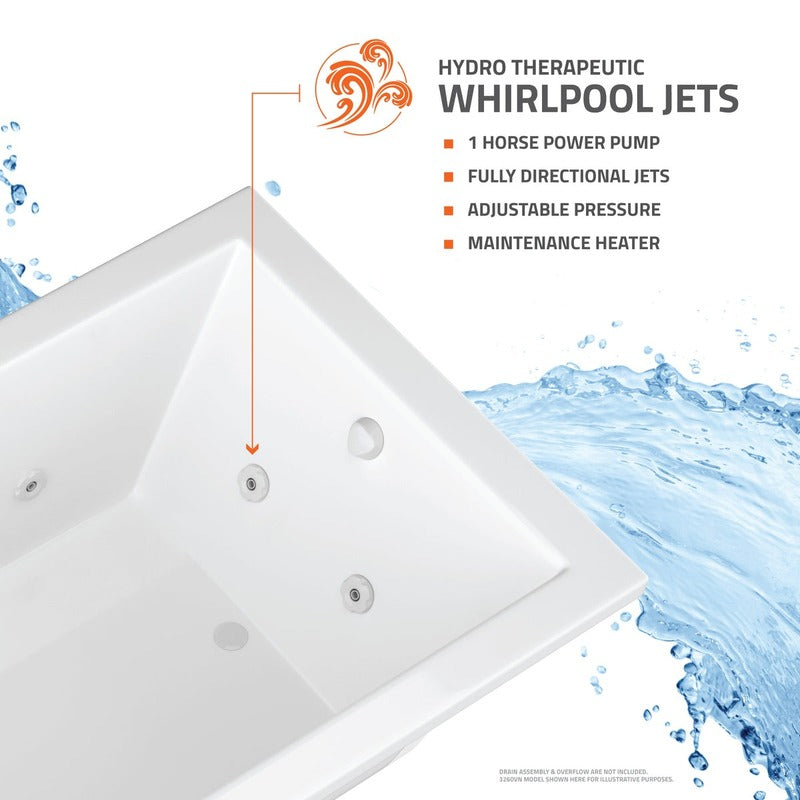 Atlantis Whirlpools Whisper 36" x 72" Rectangular Whirlpool Bathtub