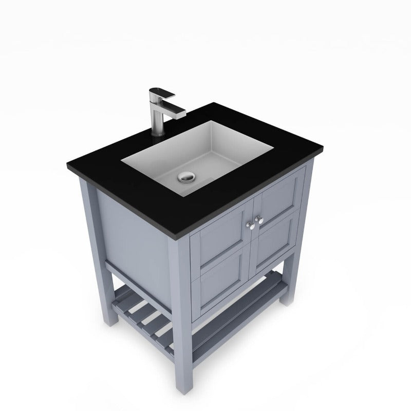 Gloria 30" (White / Grey ) Vanity Set With White And Black Top