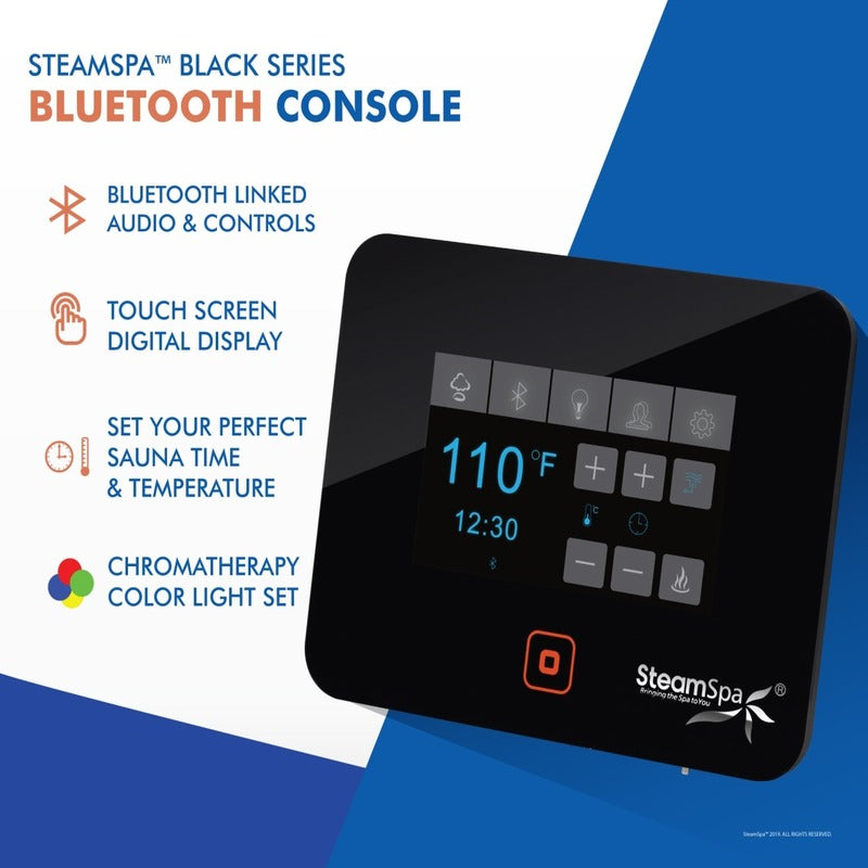 SteamSpa Black Series Bluetooth/WiFi 9kW QuickStart Steam Bath Generator Package