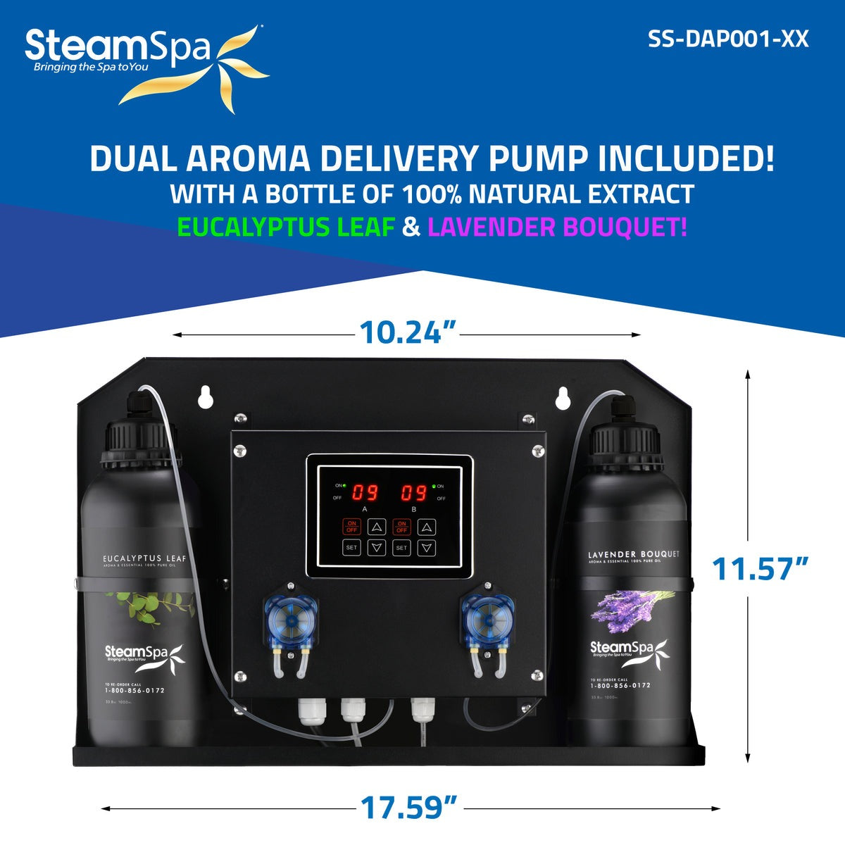 SteamSpa Black Series 2 x 7.5kW QuickStart Steam Bath Generator Package with Dual Aroma Pump