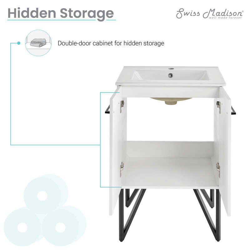 Swiss Madison Annecy 24" Bathroom Vanity in Mondrian White