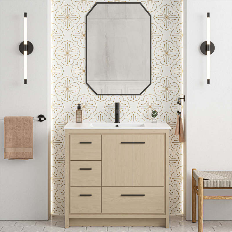Swiss Madison Virage 36" Freestanding, Bathroom Vanity in Oak
