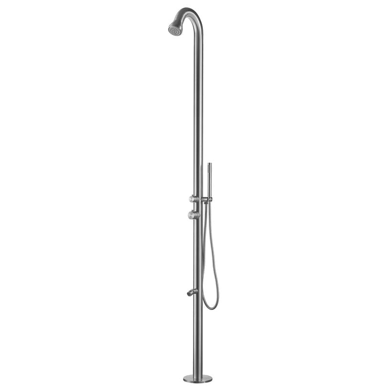 Heatgene Outdoor Shower with Shower Head, Wand Wand Shower, and Foot Sprout Rinse for Outside/Poolside/Patio in Brushed HG9003S