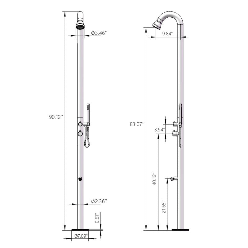 Heatgene Outdoor Shower with Shower Head, Wand Wand Shower, and Foot Sprout Rinse for Outside/Poolside/Patio in Brushed HG9003S
