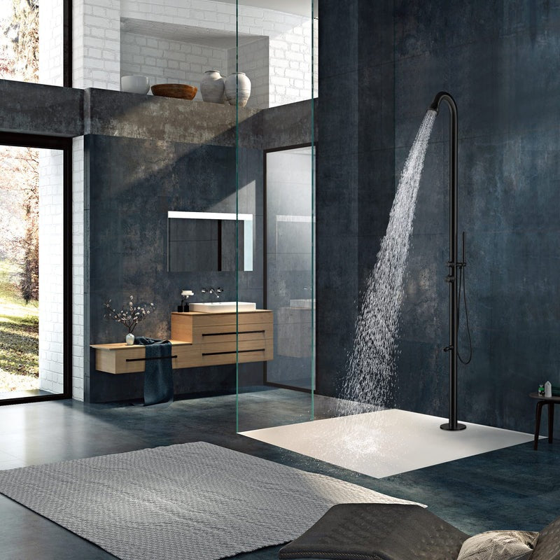 Heatgene Outdoor Shower with Shower Head, Wand Wand Shower, and Foot Sprout Rinse for Outside/Poolside/Patio in Matte Black HG9003MB