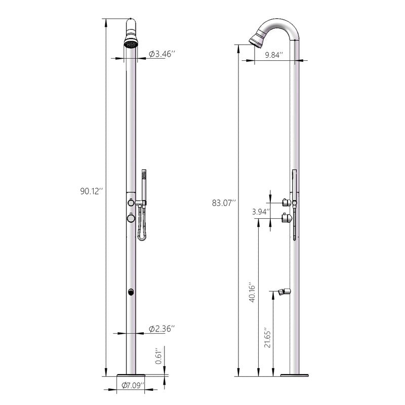 Heatgene Outdoor Shower with Shower Head, Wand Wand Shower, and Foot Sprout Rinse for Outside/Poolside/Patio in Matte Black HG9003MB