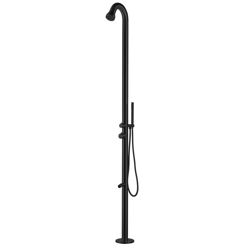 Heatgene Outdoor Shower with Shower Head, Wand Wand Shower, and Foot Sprout Rinse for Outside/Poolside/Patio in Matte Black HG9003MB