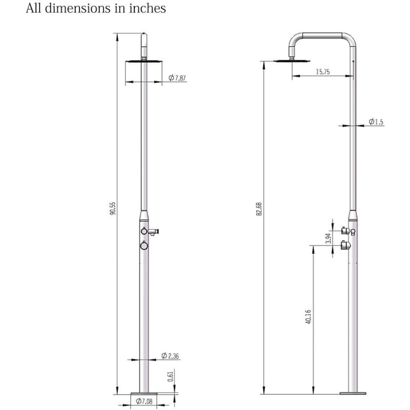 Heatgene Stainless Steel Freestanding Outdoor Shower for Poolside/Patio Drench/Indoor Shower HG9005MB
