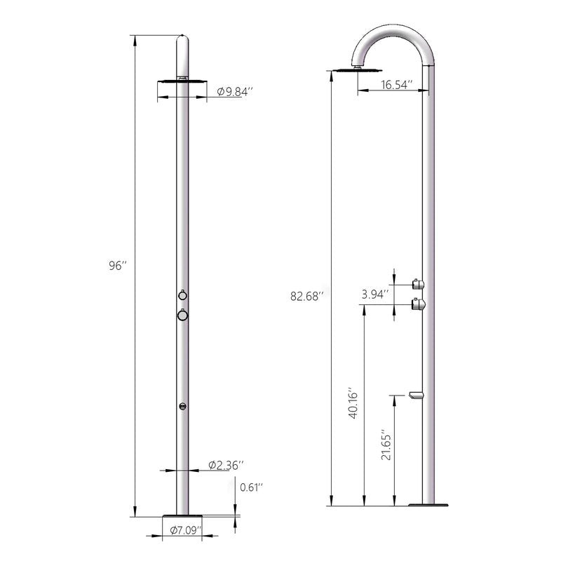 Heatgene Outdoor Shower with Shower Head, Foot Sprout Rinse for Outside/Poolside/Patio in Matte Black HG900-MB