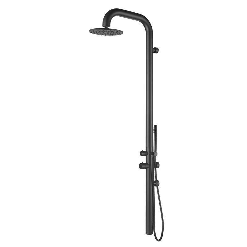 Heatgene Stainless Steel Freestanding Outdoor Shower with Handheld Shower for Outside/Swimming Pools in Matte Black- HG9001MB
