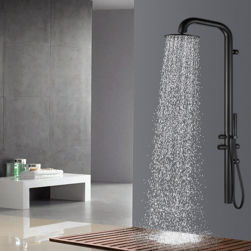 Heatgene Stainless Steel Freestanding Outdoor Shower with Handheld Shower for Outside/Swimming Pools in Matte Black- HG9001MB