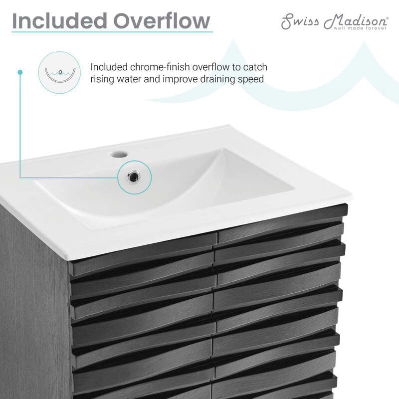 Swiss Madison Cascade 24" Bathroom Vanity in Black