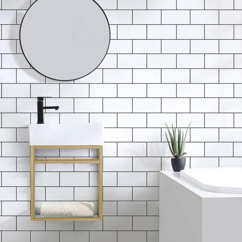 Swiss Madison Pierre 19.5 Single, Open Shelf, Gold Metal Frame Bathroom Vanity