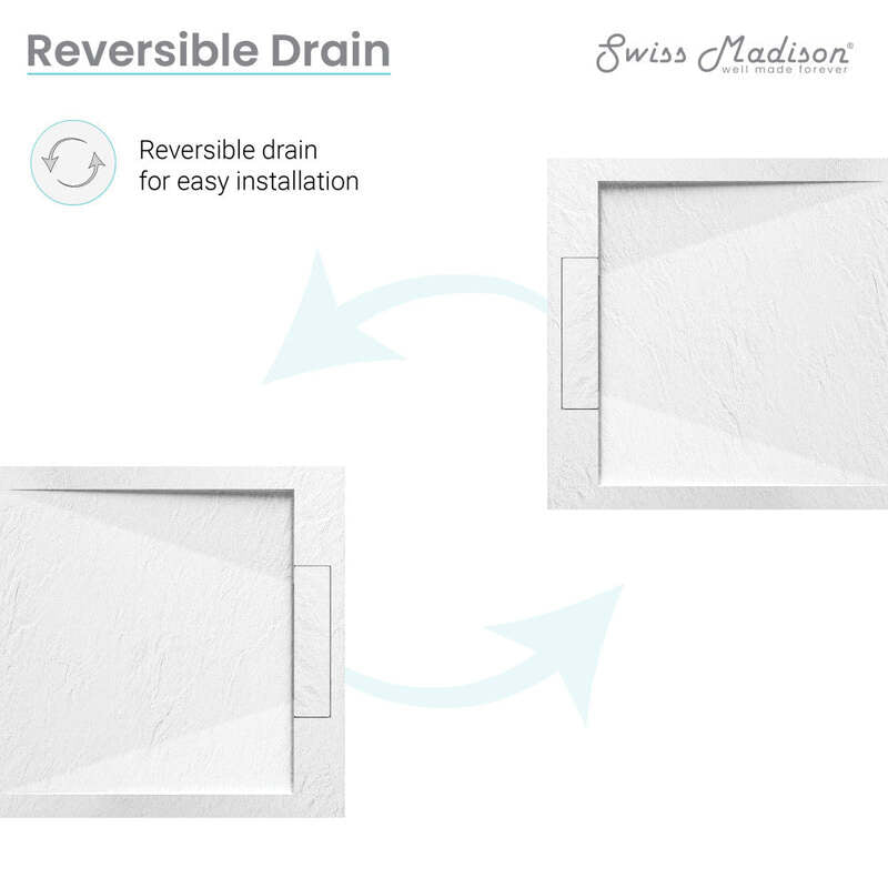Swiss Madison Terre C Series 36" x 36" Reversible Drain Shower Base