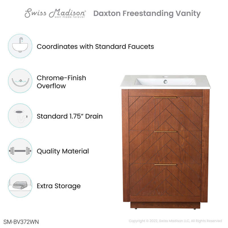 Swiss Madison Daxton 24" Bathroom Vanity in Walnut
