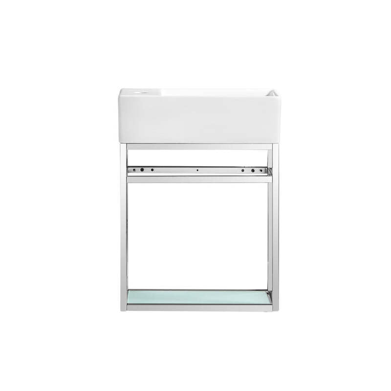 Swiss Madison Pierre 19.5 Single, Open Shelf, Chrome Metal Frame Bathroom Vanity
