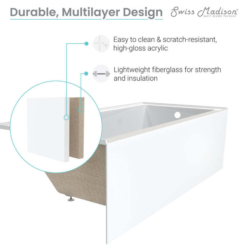 Swiss Madison Voltaire 48" X 32" Left-Hand Drain Alcove Bathtub with Apron
