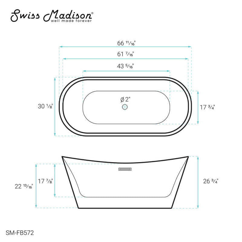 Swiss Madison Ivy 67" Double Slipper Freestanding Bathtub