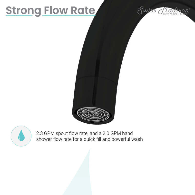 Swiss Madison Ivy Freestanding Bathtub Faucet in Matte Black