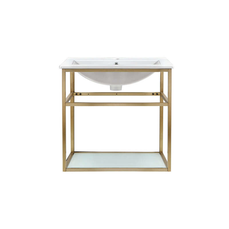 Swiss Madison Pierre 24 Single, Open Shelf, Gold Metal Frame Bathroom Vanity