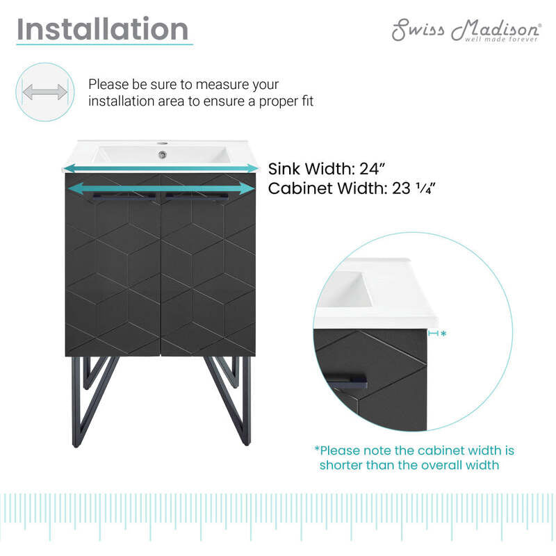Swiss Madison Annecy 24" Bathroom Vanity in Phantom Black