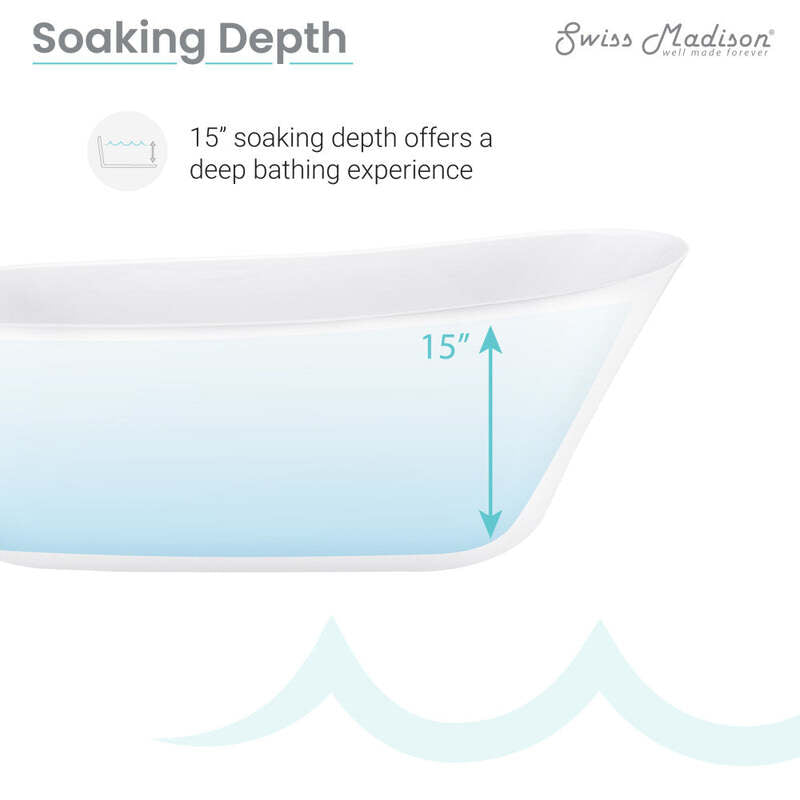Swiss Madison Sublime 67" Single Slipper Freestanding Bathtub