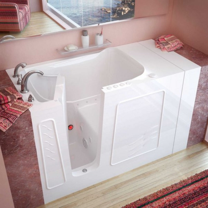 MediTub - 3053 Series Walk-In 30 x 53 Left Drain White Whirlpool & Air Jetted Walk-In Bathtub