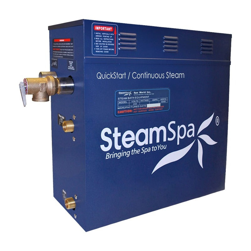 SteamSpa Indulgence 12 KW QuickStart Steam Bath Generator Package with Built-in Auto Drain