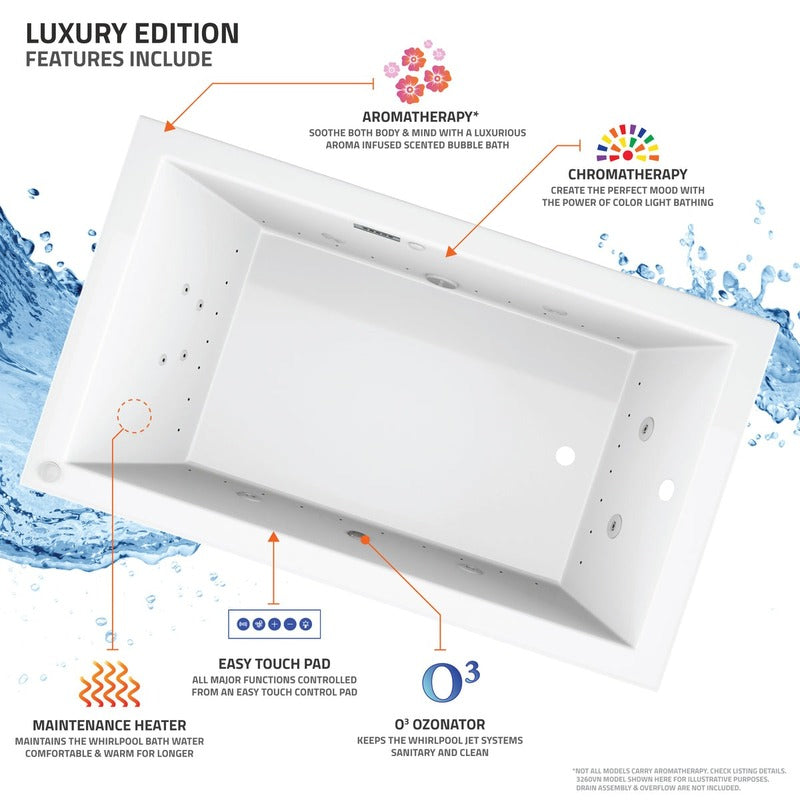 Atlantis Whirlpools Eros Deluxe Series 35.75 x 71.5 Dual Air and Whirlpool Bathtub