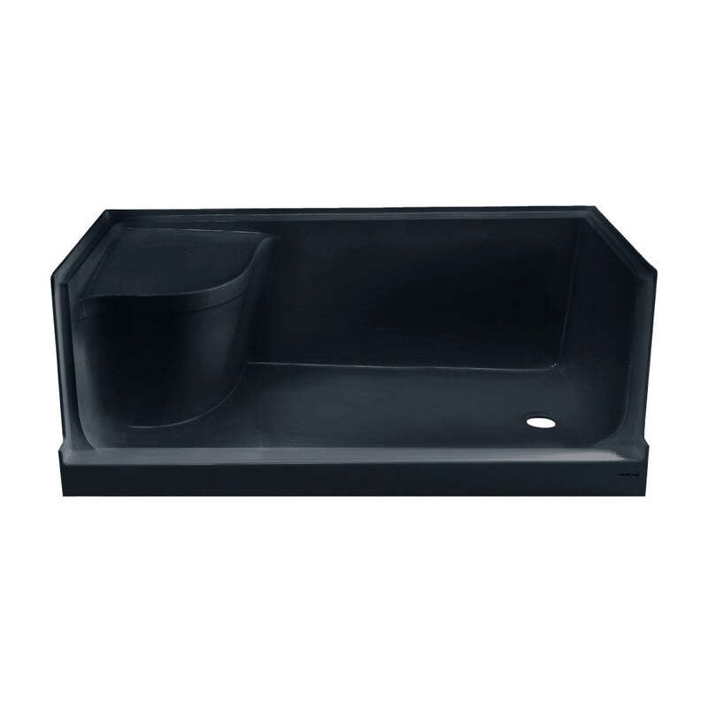 Swiss Madison Aquatique 60" x 32" Left Drain, Shower Base in Matte Black
