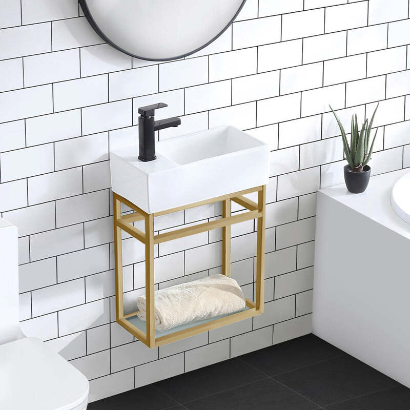 Swiss Madison Pierre 19.5 Single, Open Shelf, Gold Metal Frame Bathroom Vanity