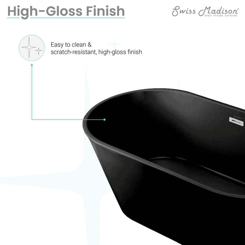 Swiss Madison Claire 60" Freestanding Bathtub in Matte Black