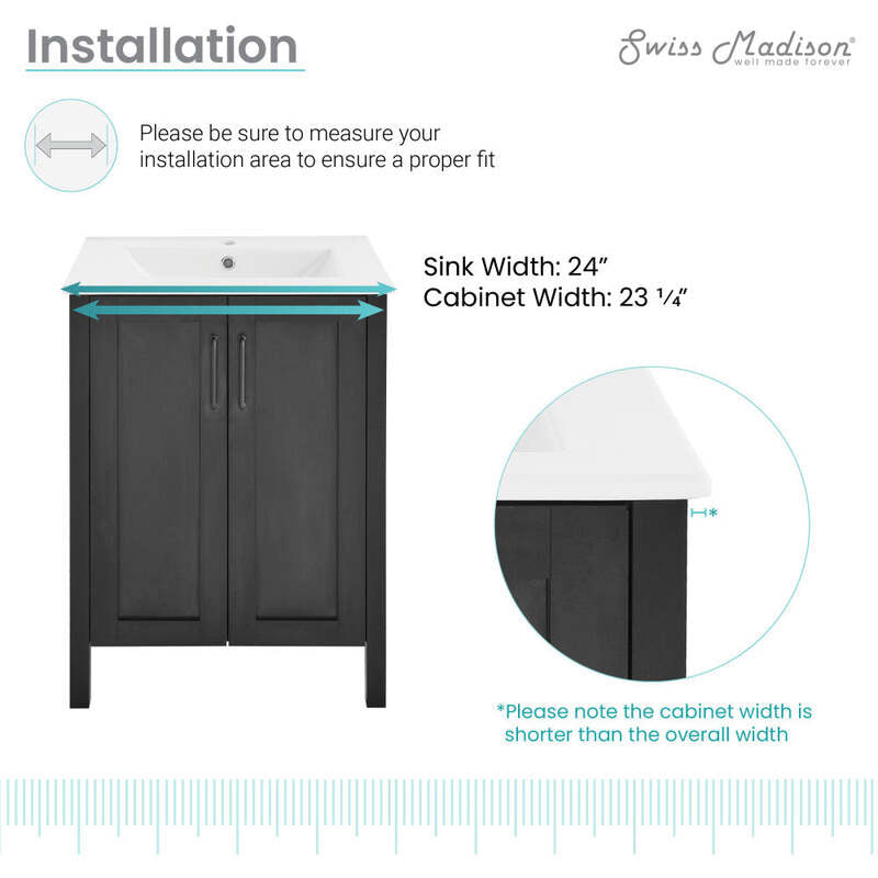 Swiss Madison Avallon 24" Bathroom Vanity in Matte Black