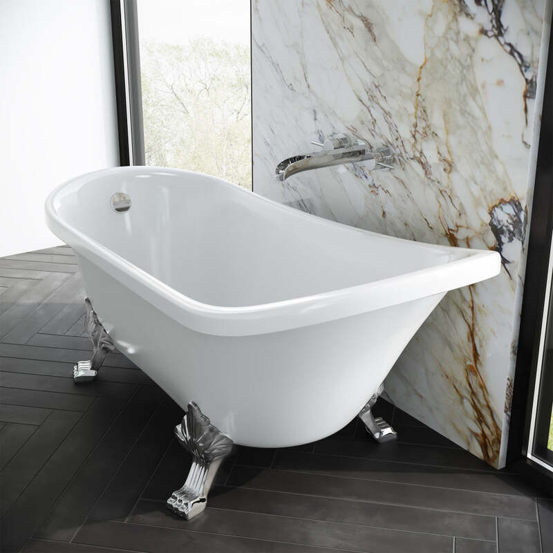 Swiss Madison Cache Single Slipper, Clawfoot Soaking Acrylic Bathtub, Chrome Clawfoot