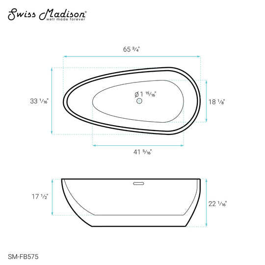 Swiss Madison Monaco 67" Freestanding Bathtub