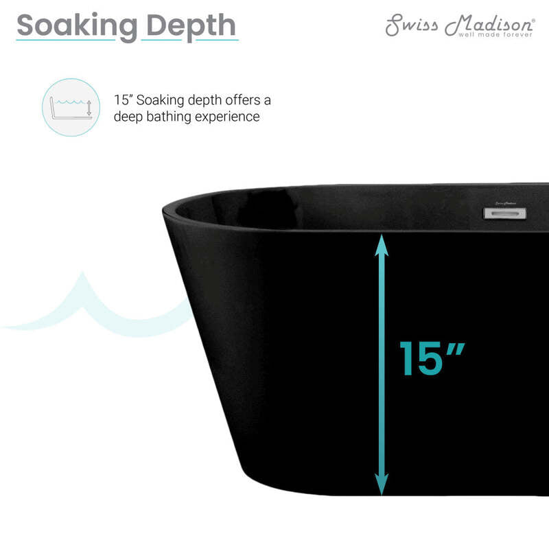 Swiss Madison Claire 60" Freestanding Bathtub in Matte Black