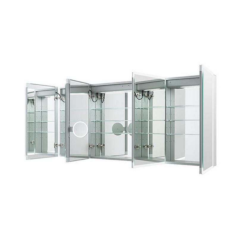 AQUADOM  Edge Royale LED Lighted Medicine Cabinet, Antifog, Dimmable, Recessed or Surface 72" x 5" x 32"
