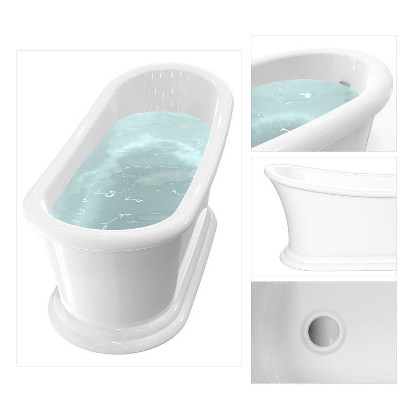 Heatgene 67' Acrylic Freestanding Bathtub Contemporary Soaking Tub Easy to Install UPC Certified Drain & Overflow Assembly Included HG409