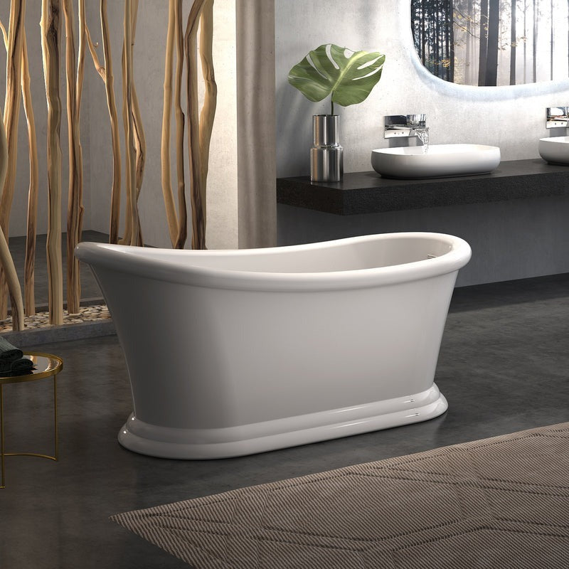 Heatgene 67' Acrylic Freestanding Bathtub Contemporary Soaking Tub Easy to Install UPC Certified Drain & Overflow Assembly Included HG409