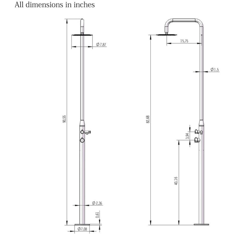 Heatgene Stainless Steel Freestanding Outdoor Shower for Poolside/Patio Drench/Indoor Shower HG9005S