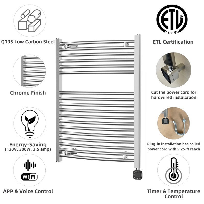 Heatgene Electric Radiator Towel Warmer with Programmable Smart Timer and Temperature Control in Brushed, Chrome, Matte Black HG0286