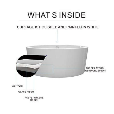 Heatgene 59' Acrylic Freestanding Bathtub Contemporary Soaking Tub Easy to Install UPC Certified Drain & Overflow Assembly Included HG3000
