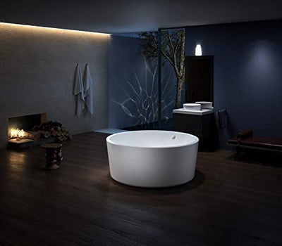 Heatgene 59' Acrylic Freestanding Bathtub Contemporary Soaking Tub Easy to Install UPC Certified Drain & Overflow Assembly Included HG3000
