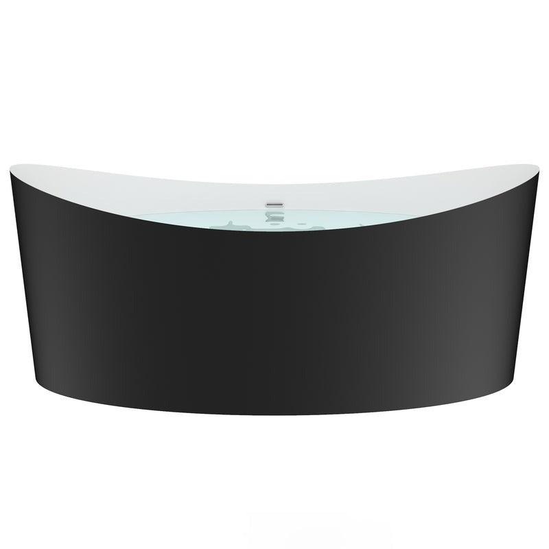 Heatgene 68.5" Acrylic Freestanding Soaking Tub, UPC Certified, Drain & Overflow Assembly Included in Matte Black HG699