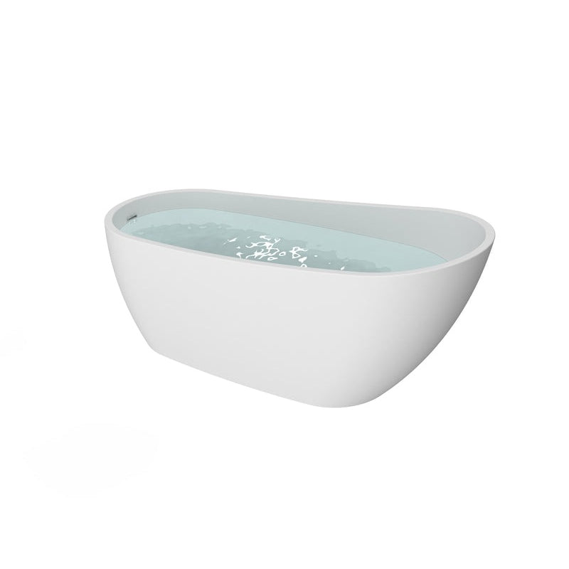 Heatgene Acrylic Freestanding Soaking Bathtub, UPC Certified, Drain & Overflow Assembly Included in White HG416